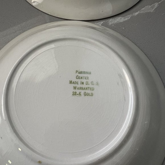 Vintage Parisian Center Coupe Bowl Set Of 2 Warranted 22 K Gold USA 8” Diameter - Picture 10 of 11